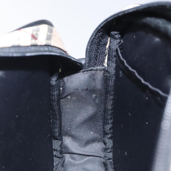 BURBERRY Nova Check Blue Label Accessory Pouch Nylon Beige Auth 118129