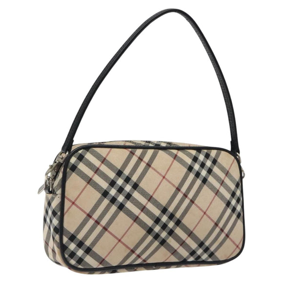 BURBERRY Nova Check Blue Label Accessory Pouch Nylon Beige Auth 118129