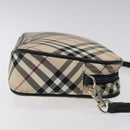 BURBERRY Nova Check Blue Label Accessory Pouch Nylon Beige Auth 118129-3