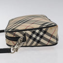 BURBERRY Nova Check Blue Label Accessory Pouch Nylon Beige Auth 118129-4