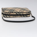 BURBERRY Nova Check Blue Label Accessory Pouch Nylon Beige Auth 118129-7