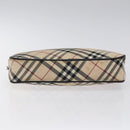 BURBERRY Nova Check Blue Label Accessory Pouch Nylon Beige Auth 118129-5