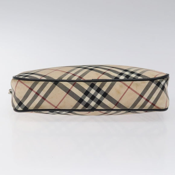 BURBERRY Nova Check Blue Label Accessory Pouch Nylon Beige Auth 118129