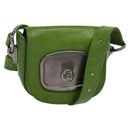 CELINE Shoulder Bag Leather Green Auth 118130-1