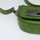 CELINE Shoulder Bag Leather Green Auth 118130-9