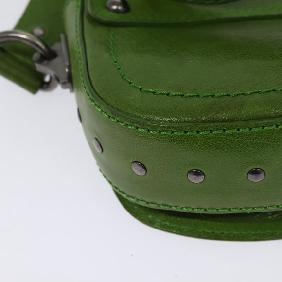 CELINE Shoulder Bag Leather Green Auth 118130