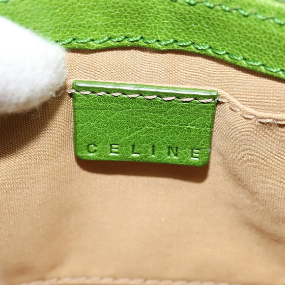 CELINE Shoulder Bag Leather Green Auth 118130