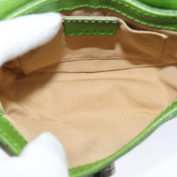 CELINE Shoulder Bag Leather Green Auth 118130