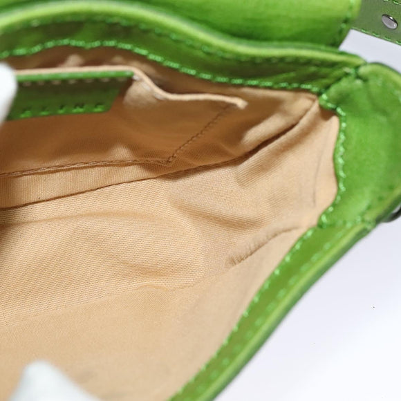 CELINE Shoulder Bag Leather Green Auth 118130