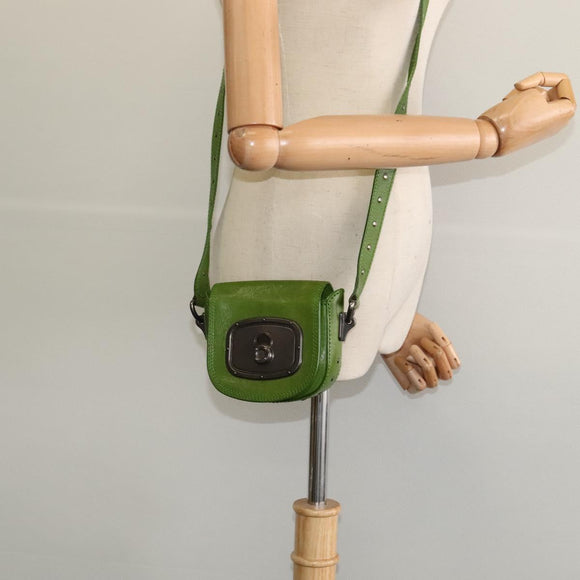 CELINE Shoulder Bag Leather Green Auth 118130