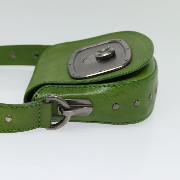CELINE Shoulder Bag Leather Green Auth 118130