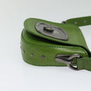 CELINE Shoulder Bag Leather Green Auth 118130-4
