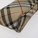 Burberrys Nova Check Blue Label Pouch Nylon Beige Silver Auth 118134-9