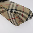 Burberrys Nova Check Blue Label Pouch Nylon Beige Silver Auth 118134-14