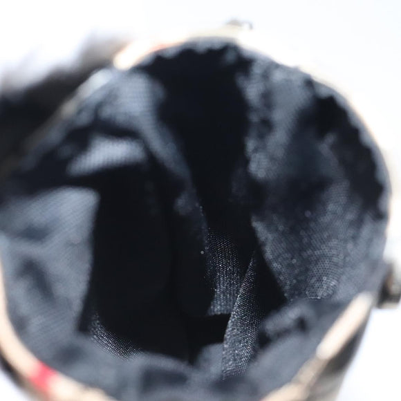 Burberrys Nova Check Blue Label Pouch Nylon Beige Silver Auth 118134