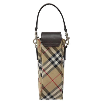 Burberrys Nova Check Blue Label Pouch Nylon Beige Silver Auth 118134 - 0