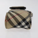 Burberrys Nova Check Blue Label Pouch Nylon Beige Silver Auth 118134-5