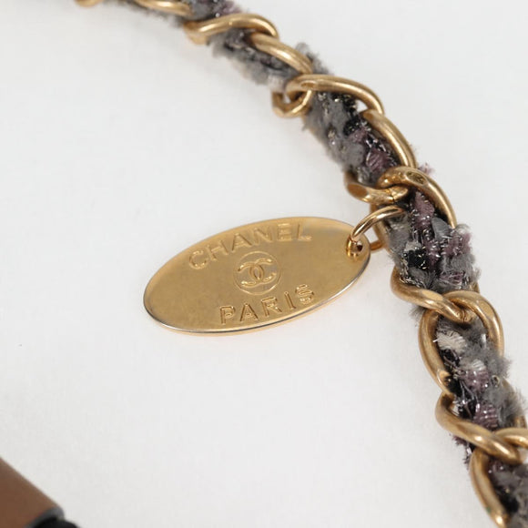 CHANEL Matelasse Chain Shoulder Bag Coated Canvas Beige CC Auth 118136A