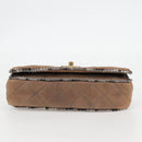 CHANEL Matelassé Ketten-Umhängetasche beschichtete Leinwand Beige CC Auth 118136A-5