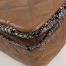 CHANEL Matelasse Chain Shoulder Bag Coated Canvas Beige CC Auth 118136A-16