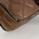 CHANEL Matelassé Ketten-Umhängetasche beschichtete Leinwand Beige CC Auth 118136A-17