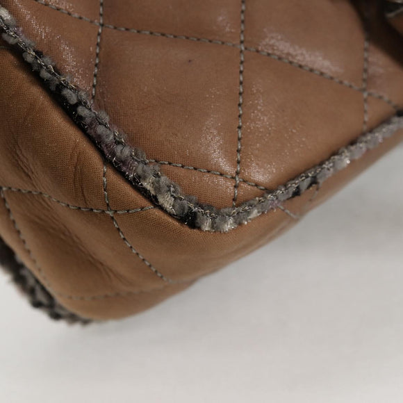 CHANEL Matelasse Chain Shoulder Bag Coated Canvas Beige CC Auth 118136A