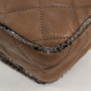 CHANEL Matelassé Ketten-Umhängetasche beschichtete Leinwand Beige CC Auth 118136A-18