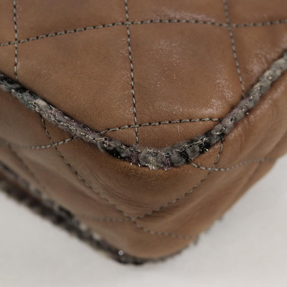 CHANEL Matelasse Chain Shoulder Bag Coated Canvas Beige CC Auth 118136A