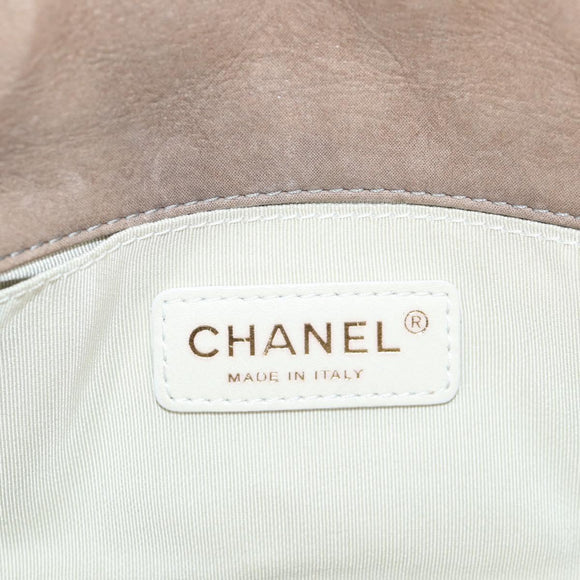 CHANEL Matelasse Chain Shoulder Bag Coated Canvas Beige CC Auth 118136A