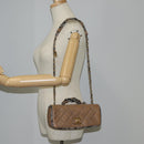 CHANEL Matelasse Chain Shoulder Bag Coated Canvas Beige CC Auth 118136A-27