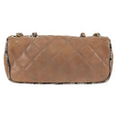 CHANEL Matelassé Ketten-Umhängetasche beschichtete Leinwand Beige CC Auth 118136A-2