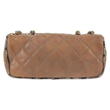 CHANEL Matelasse Chain Shoulder Bag Coated Canvas Beige CC Auth 118136A - 0