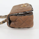 CHANEL Matelassé Ketten-Umhängetasche beschichtete Leinwand Beige CC Auth 118136A-3
