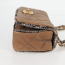 CHANEL Matelassé Ketten-Umhängetasche beschichtete Leinwand Beige CC Auth 118136A-4