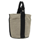 HERMES Sakso Hand Bag Canvas Gray Auth 118151-1