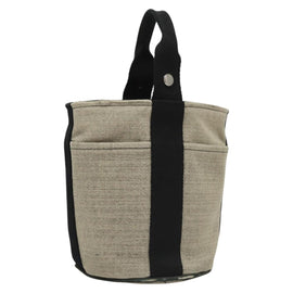 HERMES Sakso Hand Bag Canvas Gray Auth 118151
