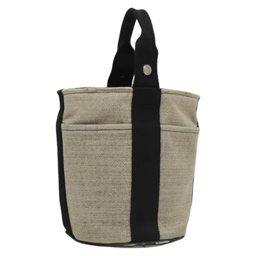 HERMES Sakso Hand Bag Canvas Gray Auth 118151