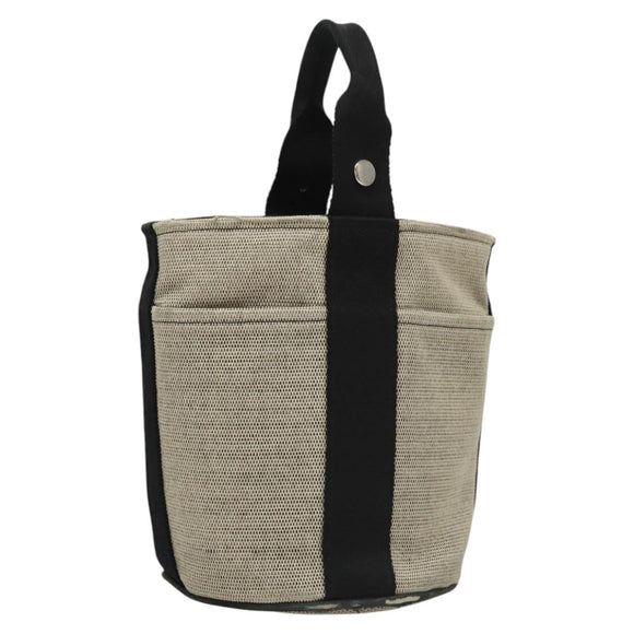 HERMES Sakso Hand Bag Canvas Gray Auth 118151