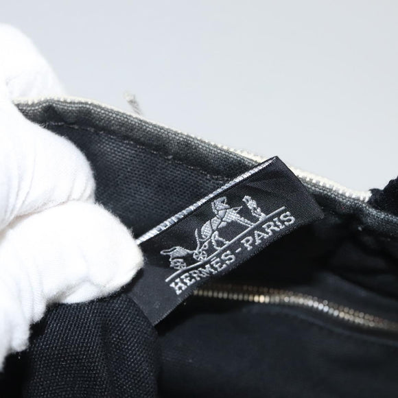 HERMES Sakso Hand Bag Canvas Gray Auth 118151