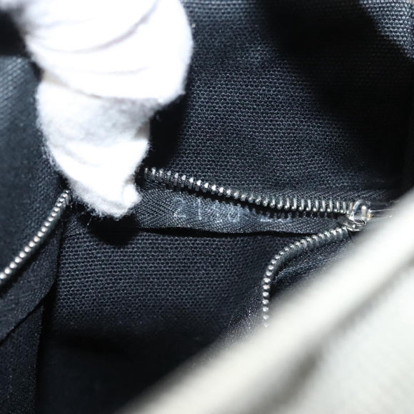 HERMES Sakso Hand Bag Canvas Gray Auth 118151