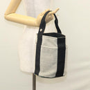 HERMES Sakso Hand Bag Canvas Gray Auth 118151-26
