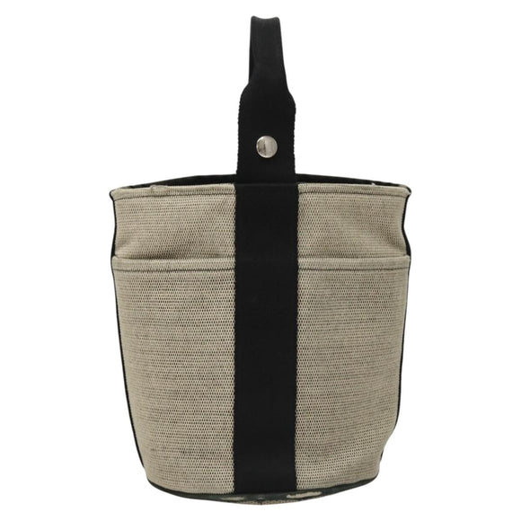 HERMES Sakso Hand Bag Canvas Gray Auth 118151