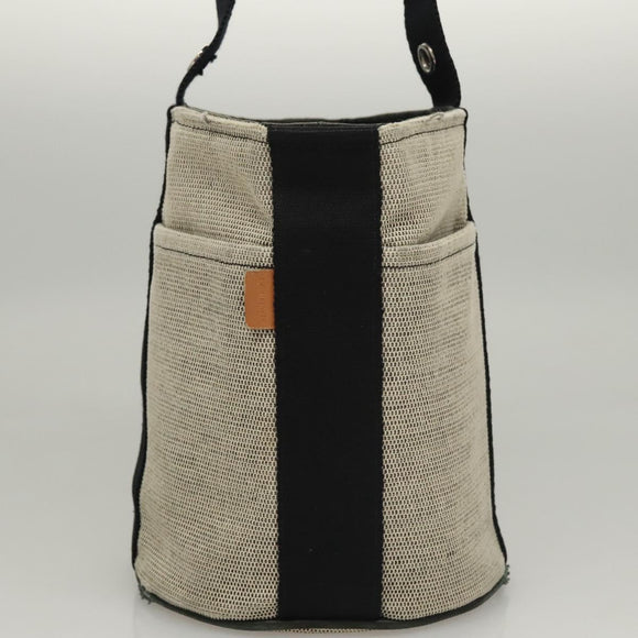 HERMES Sakso Hand Bag Canvas Gray Auth 118151