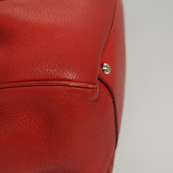 Salvatore Ferragamo Gancini Hand Bag Leather 2way Red Silver Auth 118153