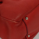 Salvatore Ferragamo Gancini Hand Bag Leather 2way Red Silver Auth 118153-15