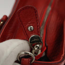 Salvatore Ferragamo Gancini Hand Bag Leather 2way Red Silver Auth 118153-10
