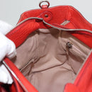 Salvatore Ferragamo Gancini Hand Bag Leather 2way Red Silver Auth 118153-19