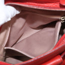 Salvatore Ferragamo Gancini Hand Bag Leather 2way Red Silver Auth 118153-21