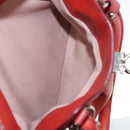 Salvatore Ferragamo Gancini Hand Bag Leather 2way Red Silver Auth 118153-22