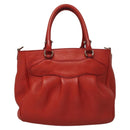 Salvatore Ferragamo Gancini Hand Bag Leather 2way Red Silver Auth 118153-2
